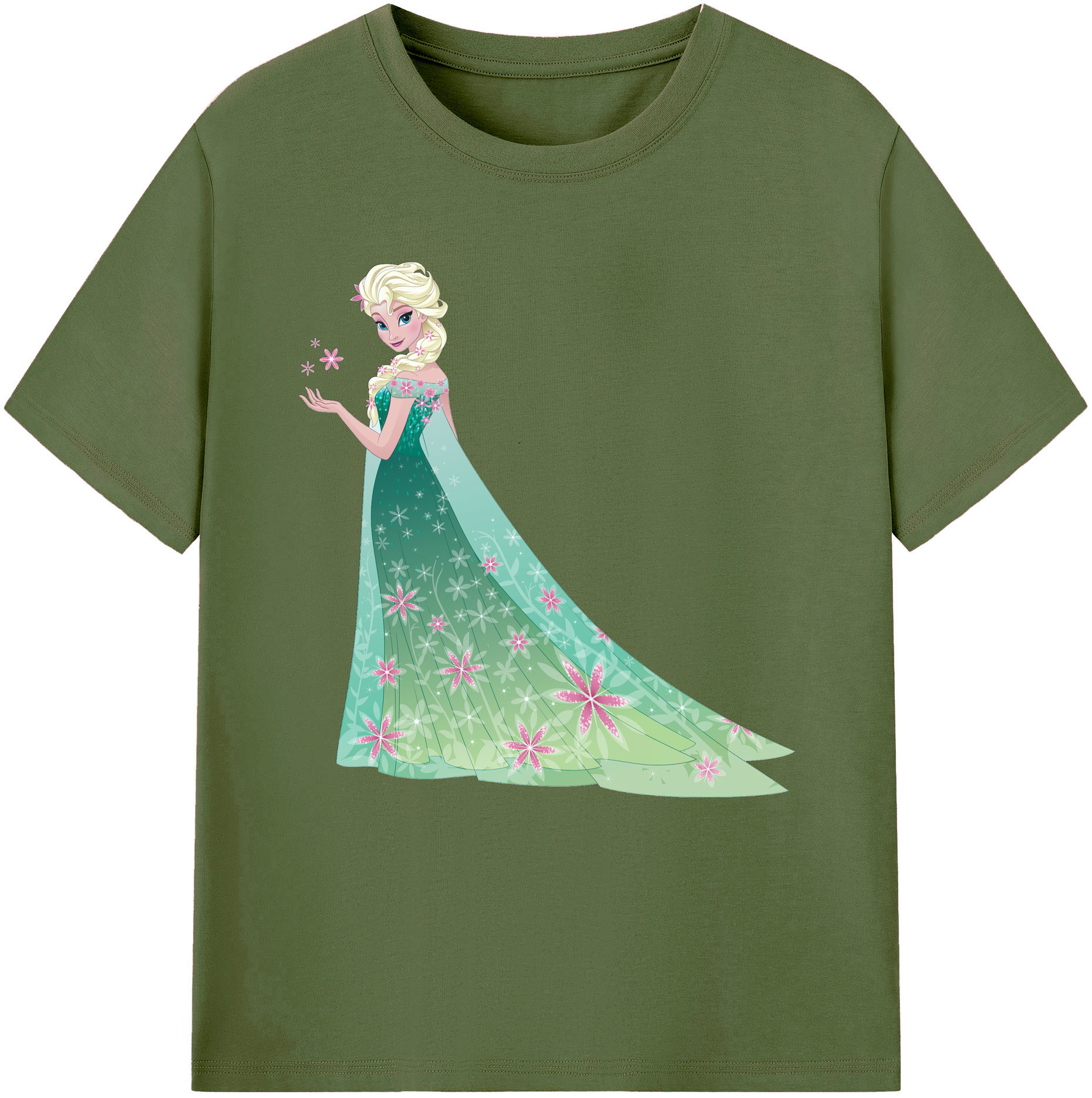（画像用） アナと雪の女王 アンナ エルサ Frozen Anna Elsa 綿100％半袖Tシャツ（フロントプリント）